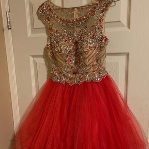 Red Jeweled Homecoming Dress